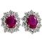 White Gold Earrings with 2.40 Ct Diamonds and 3.17 Ct Rubies, Set of 2 1