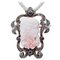 14 Karat Rose Gold and Silver Brooch or Pendant with Coral, Sapphires and Diamonds 1