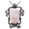 14 Karat Rose Gold and Silver Brooch or Pendant with Coral, Sapphires and Diamonds, Image 1