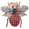 9 Karat Rose Gold and Silver Fly Ring with Diamonds, Sapphires and Rubies 1