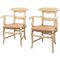 Early 20th Century Provenzal Armchairs in Wood and Rattan, Set of 2 7