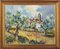 Paisaje posimpresionista con olivos e iglesia de pueblo, 1974, óleo sobre lienzo, enmarcado, Imagen 1