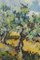 Paisaje posimpresionista con olivos e iglesia de pueblo, 1974, óleo sobre lienzo, enmarcado, Imagen 5