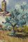 Paesaggio post impressionista con ulivi e chiesa, 1974, olio su tela, con cornice, Immagine 9