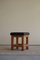 Mid-Century Danish Brutalist Solid Pine Stool with Leather Upholstery, 1960s 7