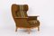 Danish Oak and Wool Lounge Chair, 1970s, Image 1