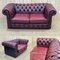 Red Leather Chesterfield Sofa, 1980s, Image 2