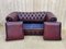 Red Leather Chesterfield Sofa, 1980s, Image 3