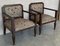 Art Deco Wooden Armchairs in Brown Velvet, 1980s, Set of 2 2