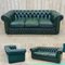 Green Leather Chesterfield Sofa, 1980s 2