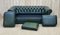 Green Leather Chesterfield Sofa, 1980s, Image 3