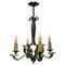 French Art Deco Lustre Wrought Iron Acanthus Leaves Chandelier, 1930s 1