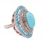 Rose Gold and Silver Ring with Turquoise and Diamonds 2