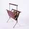 Mid-Century Chromed Steel and Red Leather Magazine Rack from Alessandro Albrizzi, 1970s, Image 14