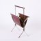 Mid-Century Chromed Steel and Red Leather Magazine Rack from Alessandro Albrizzi, 1970s 11