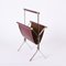 Mid-Century Chromed Steel and Red Leather Magazine Rack from Alessandro Albrizzi, 1970s, Image 11