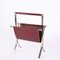 Mid-Century Chromed Steel and Red Leather Magazine Rack from Alessandro Albrizzi, 1970s, Image 10