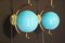 Mid-Century Modern Italian Brass and Turquoise Blue Glass Sconces, Set of 2 3