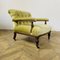 Small Antique English Button-Back Open Armchair on Brass Castors, 1890s 2