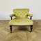 Small Antique English Button-Back Open Armchair on Brass Castors, 1890s 1