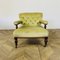 Small Antique English Button-Back Open Armchair on Brass Castors, 1890s, Image 1