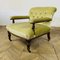 Small Antique English Button-Back Open Armchair on Brass Castors, 1890s 3