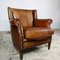 Vintage Sheep Leather Wingback Armchair 1