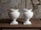 White-Painted Cast Iron Urns, Set of 2, Image 2