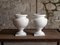 White-Painted Cast Iron Urns, Set of 2 1