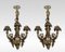 Louis XIV Style Gilt Bronze 3-Arm Wall Sconces, France, Set of 2 1