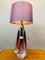 Belgium Purple & Clear Crystal Glass & Brass Table Lamp from Val Saint Lambert, 1950s 2