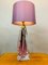 Belgium Purple & Clear Crystal Glass & Brass Table Lamp from Val Saint Lambert, 1950s 3
