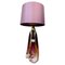 Belgium Purple & Clear Crystal Glass & Brass Table Lamp from Val Saint Lambert, 1950s 1