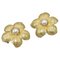 18 Karat Yellow Gold Flower Earrings with Pearls, Set of 2 1