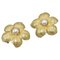 18 Karat Yellow Gold Flower Earrings with Pearls, Set of 2, Image 1