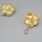 18 Karat Yellow Gold Flower Earrings with Pearls, Set of 2 6