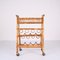 Mid-Century Bamboo and Rattan Service Service Table with Bottle Holder, 1960s 8