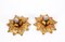 Mid-Century Italian Gilded Iron Flower Sconces, 1970s, Set of 2, Image 8