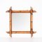 Mid-Century Italian Square Mirror with Bamboo Woven Wicker Frame, 1970s 2