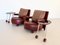 Mid-Century Italian Baisity Lounge Chairs in Leather & Rolling Side Tables by Antonio Citterio for B&B Italia, 1980s, Set of 4 23