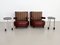 Mid-Century Italian Baisity Lounge Chairs in Leather & Rolling Side Tables by Antonio Citterio for B&B Italia, 1980s, Set of 4 1