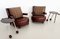 Mid-Century Italian Baisity Lounge Chairs in Leather & Rolling Side Tables by Antonio Citterio for B&B Italia, 1980s, Set of 4 8