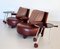 Mid-Century Italian Baisity Lounge Chairs in Leather & Rolling Side Tables by Antonio Citterio for B&B Italia, 1980s, Set of 4 27
