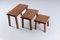 Brutalist Oak Side Tables in the Style of Charlotte Perriand, 1950s, Set of 3 3