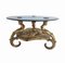 Goldener Cherub Tisch mit Rauchglas und Bronze Ornamenten 1