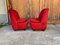 Poltrone Mid-Century in velluto rosso, anni '60, set di 2, Immagine 3