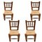 Antique Spanish Brutalist Wood Chairs, Set of 4 1