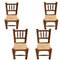 Chaises Brutalistes Antiques en Bois, Espagne, Set de 4 1