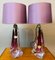 Purple & Clear Crystal Glass Table Lamps from Val Saint Lambert, Set of 2 1