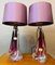 Purple & Clear Crystal Glass Table Lamps from Val Saint Lambert, Set of 2 2
